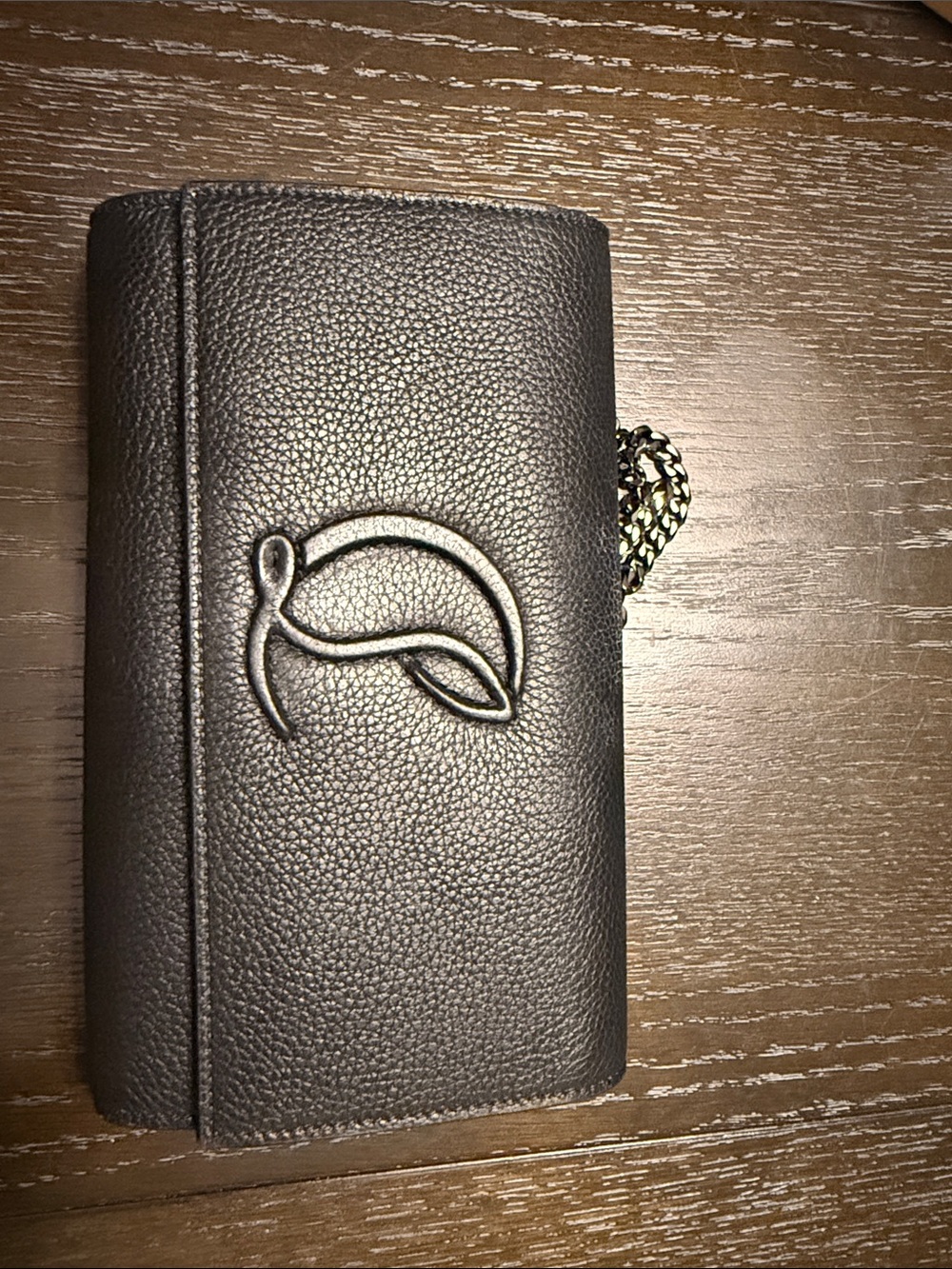 Christian Louboutin Black Pebbled Leather Crossbody Wallet with Chain